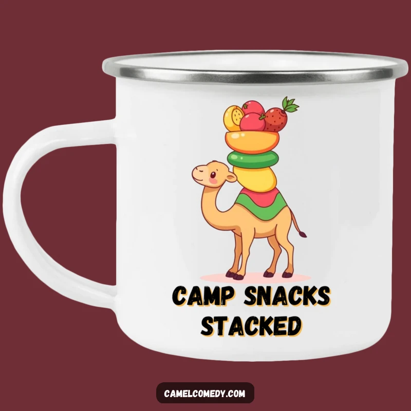 Funny Kawaii Camel Camping Mug: Outdoor Fruit-Balancing Camel Cup, Humorous Gift