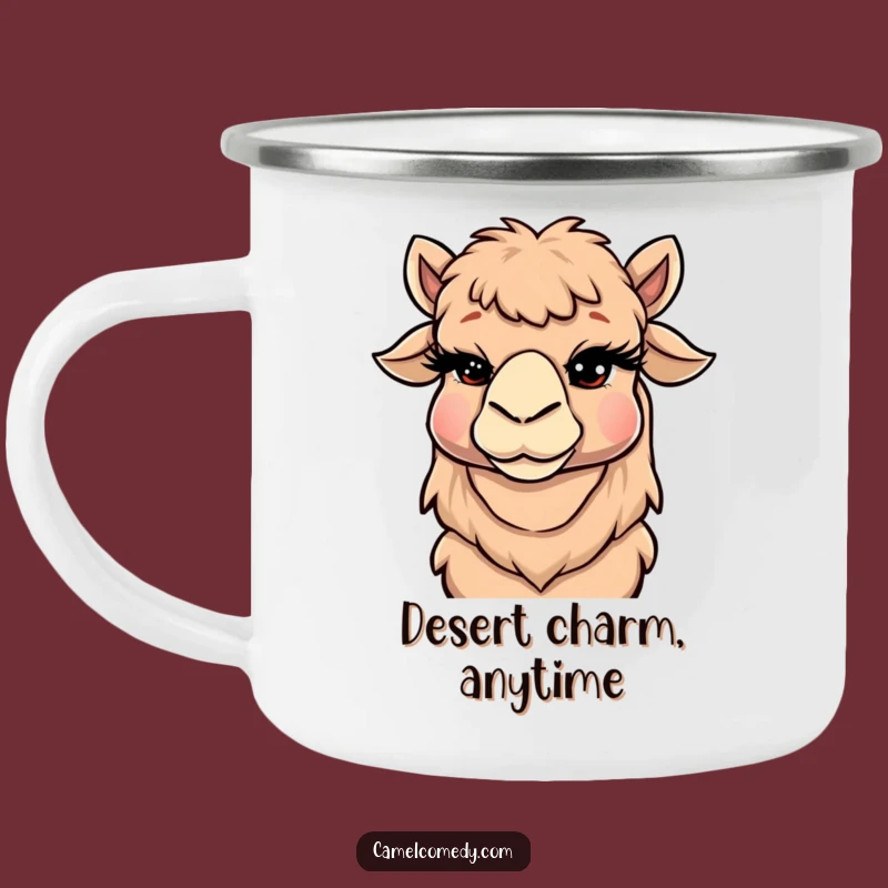 Funny Winking Camel Camping Mug - Enamel & Cheeky Eyelash Design, Great Outdoor Humor Gift
