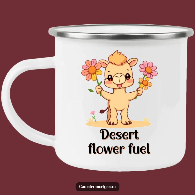 Funny Camel Juggler Camping Mug: Durable Desert Flower Enamel Cup, Hilarious Gift