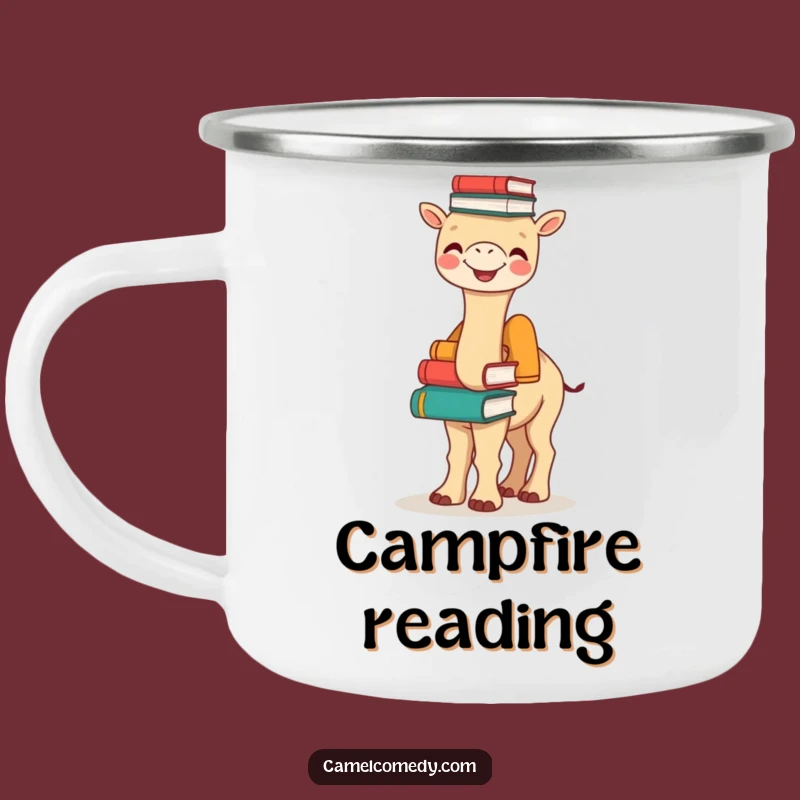 Funny Bookish Camel Camping Mug - Joyful Hump Stack, Hilarious Reader