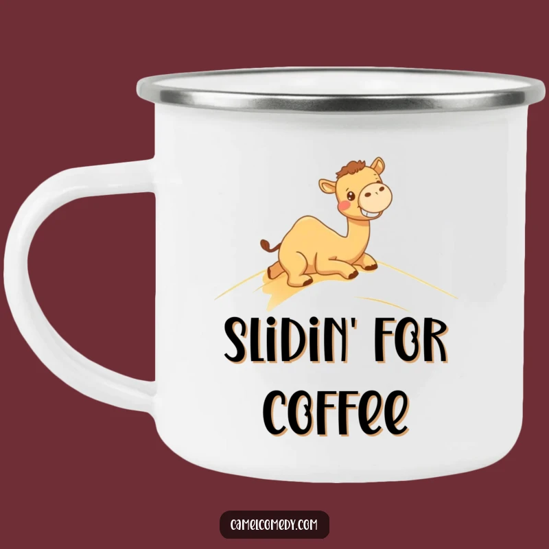 Funny Kawaii Camel Dune Slide Camping Mug - Hilarious Outdoor Adventure Cup