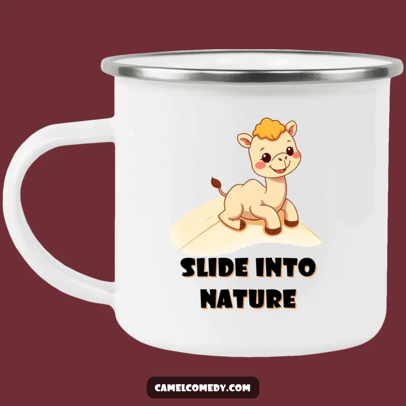 Funny Kawaii Camel Enamel Camping Mug: Desert Grins for Outdoor Adventures