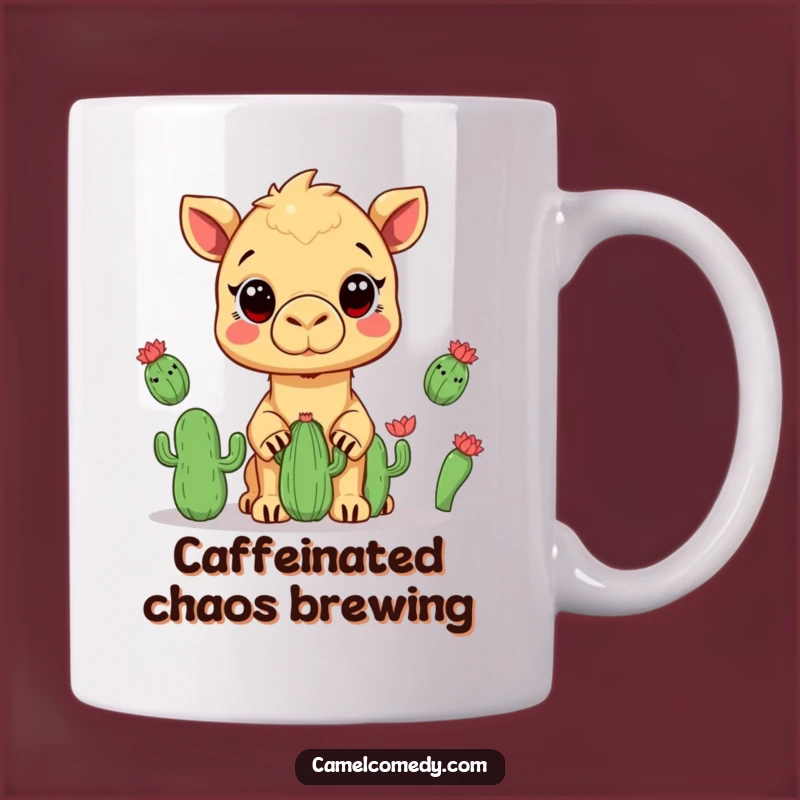 Funny Kawaii Camel Juggling Cacti Mug - Hilarious Desert Survival Gift