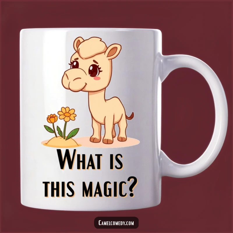 Funny Bewildered Camel Mug - Lost Flower Humor, Perfect Gift for Surprised Reactions