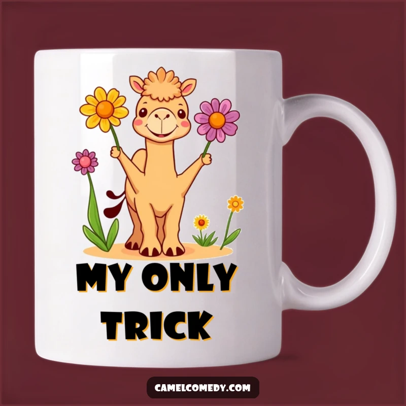 Funny Cute Camel Juggling Flowers Mug - Adorable Desert Bloom Gift