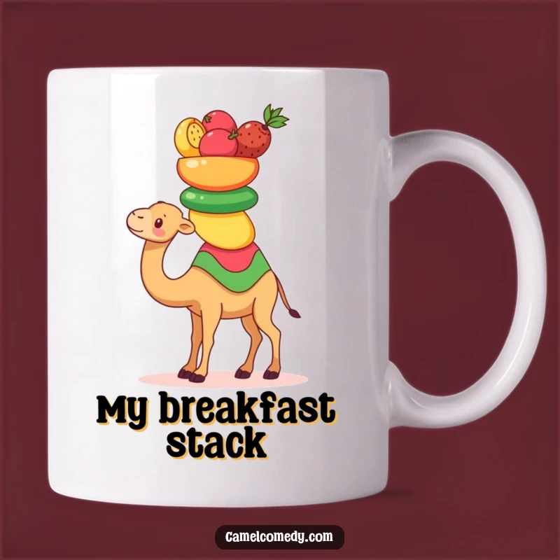 Funny Kawaii Camel Mug: Fruit-Balancing Camel, Perfect Humorous Gift