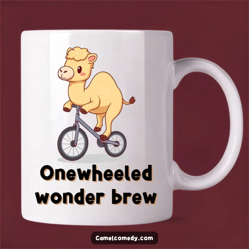 Funny Kawaii Camel Unicycle Mug - Hilarious Balancing Act Gift