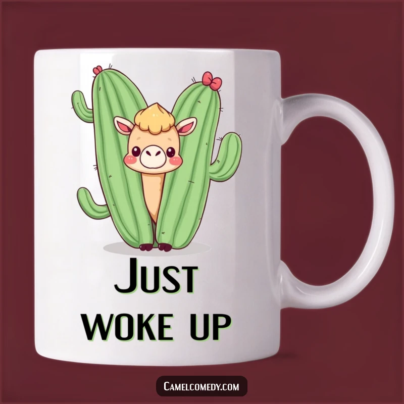 Funny Kawaii Camel Cactus Peek Mug - Hilarious Desert Friend Gift Idea