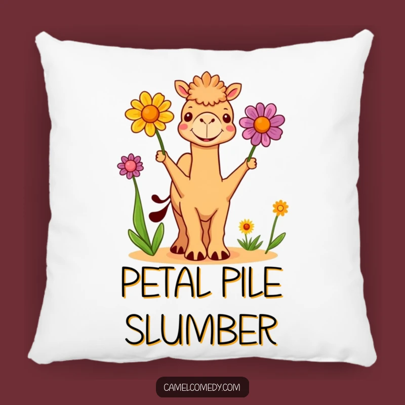 Funny Cute Camel Juggling Flowers Pillow - Cozy & Hilarious Decor Accent