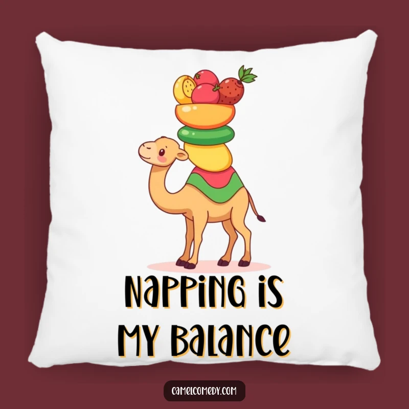Funny Kawaii Camel Pillow: Cozy Fruit-Balancing Camel Cushion, Adorable Gift