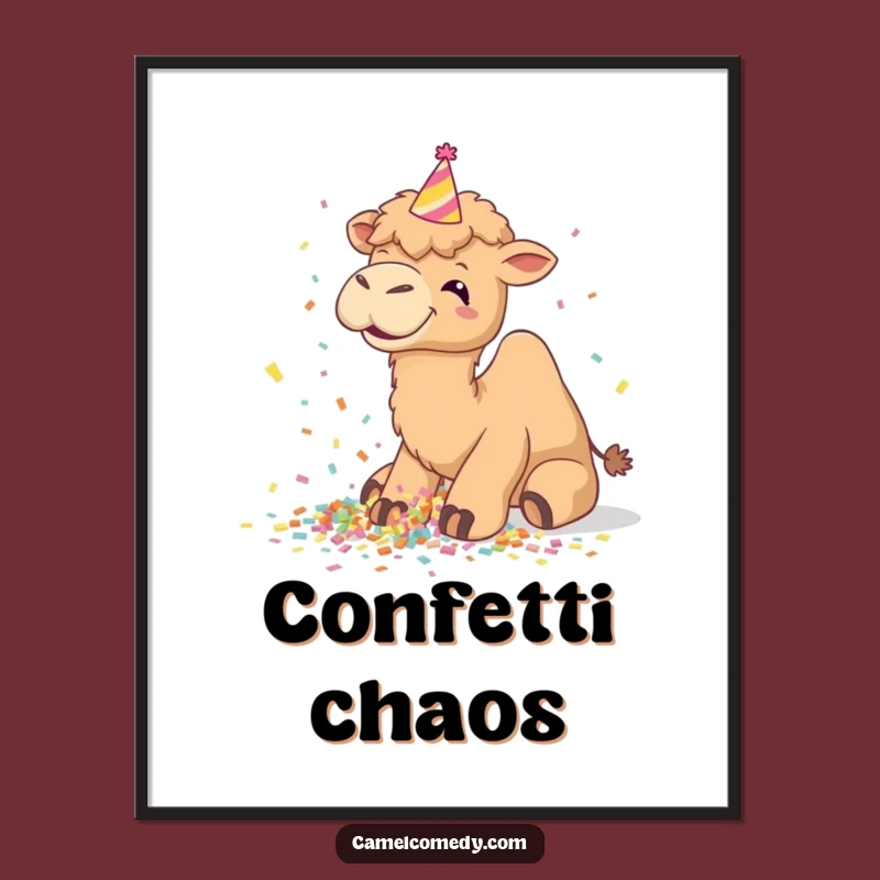 Funny Camel Confetti Digital Art: Hilarious Festive Decor