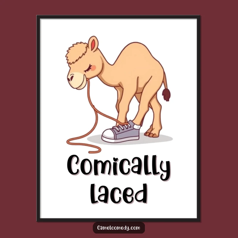 Funny Camel Shoelace Digital Art: Hilarious Animal Print for Instant Laughs