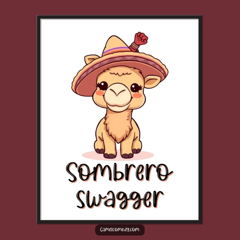 Funny Camel Sombrero Digital Art - Instant Fiesta Decor, Unique Funny Gift!