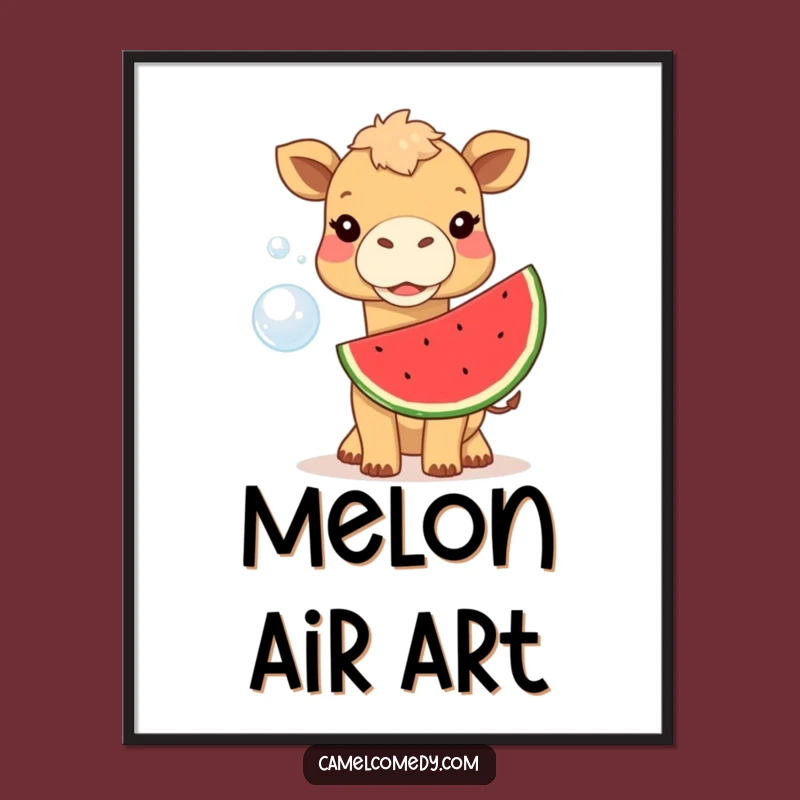 Funny Camel Watermelon Bubble Digital Art - Instant Laughs for Your Walls!