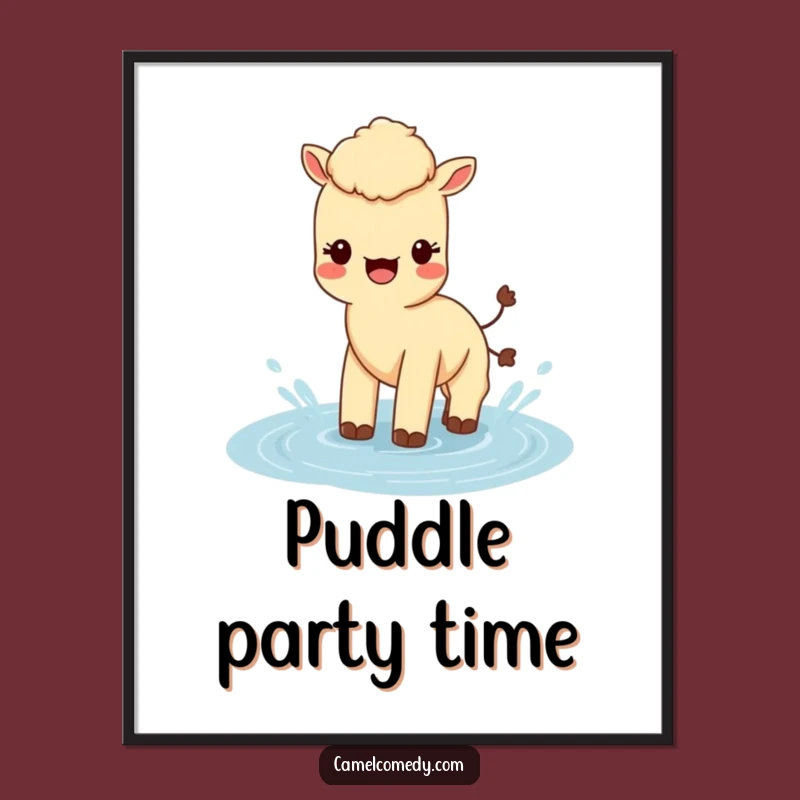 Funny Kawaii Camel Digital Art: High-Res Splashing Camel Print, Instant Gift
