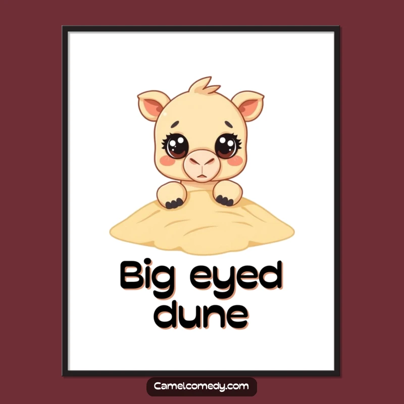 Funny Kawaii Camel Peeking Digital Art - Instant Cute Desert Decor