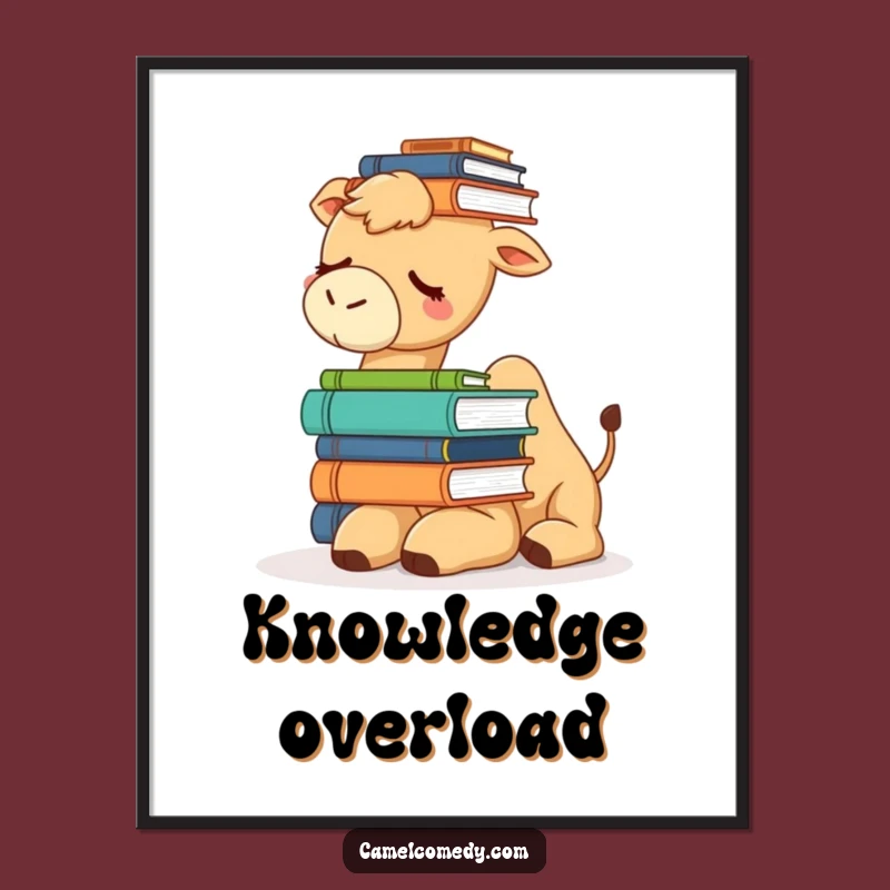 Funny Sleepy Camel Digital Art - Instant Study Buddy Decor, Unique Funny Gift!