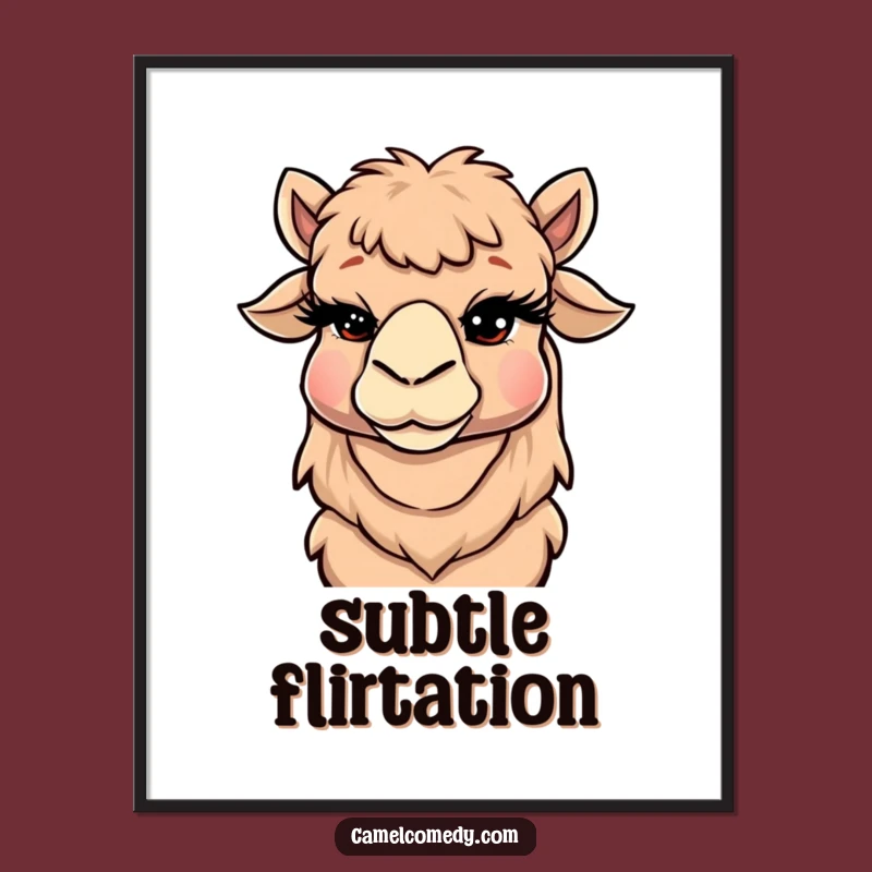 Funny Winking Camel Digital Art - Cheeky Eyelash Print, Instant Humorous Wall Decor Gift