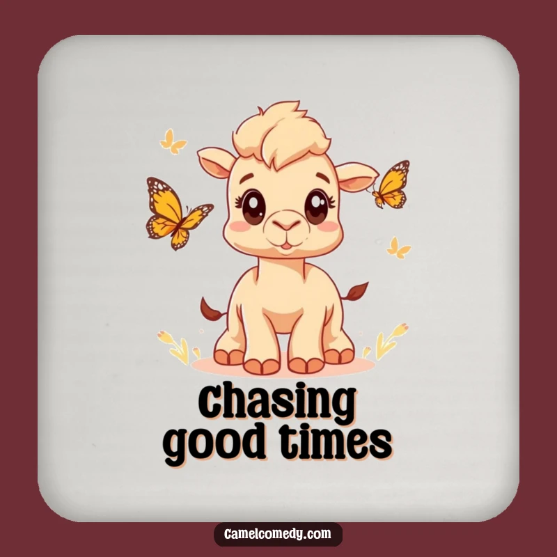 Funny Camel Butterfly Chase Coaster Set: Protect Surfaces with Whimsical Wide Eyes, Perfect Funny Gift