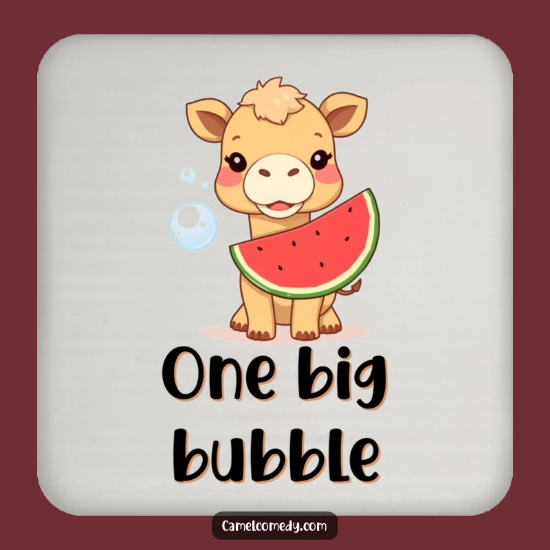 Funny Camel Watermelon Bubble Drink Coaster - Protect Surfaces with Humor!