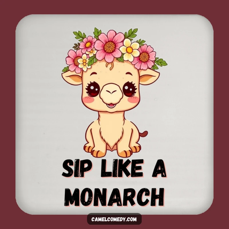 Funny Kawaii Camel Drink Coaster - Royal Desert Flower Crown Protector