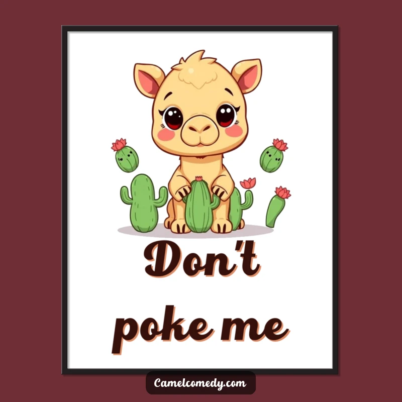 Funny Kawaii Camel Cactus Juggling Poster - Hilarious Desert Acrobat Art