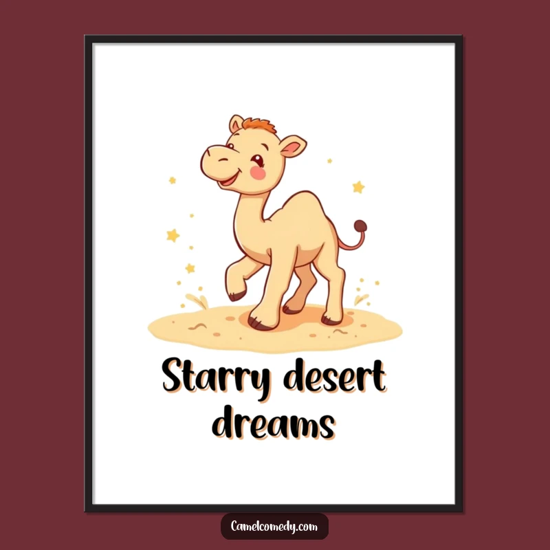 Funny Camel Star Kicker Poster: Playful Desert Art for Hilarious Decor