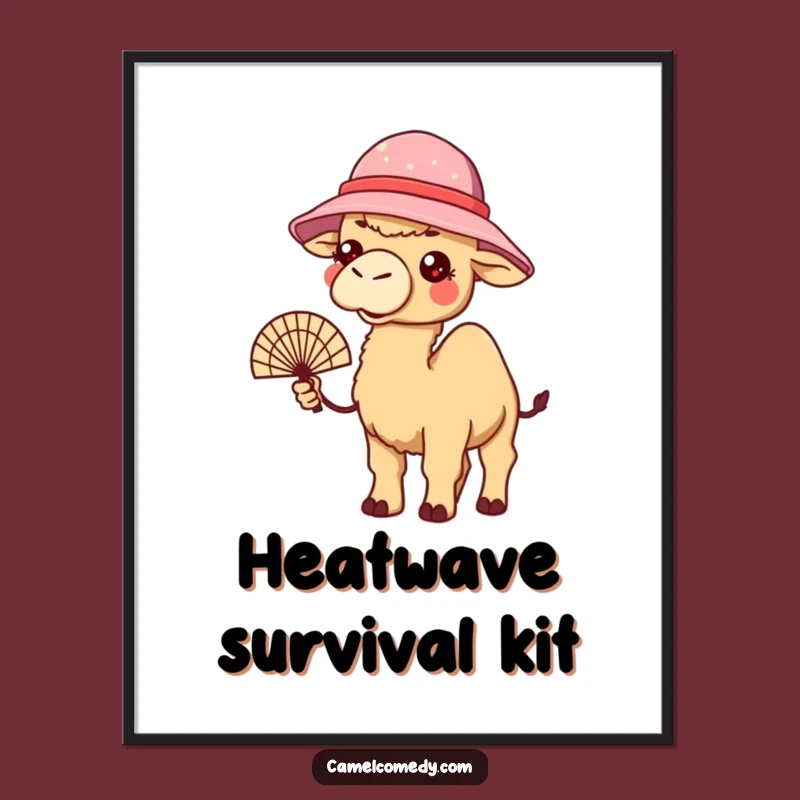 Funny Kawaii Camel Bucket Hat Poster - Hilarious Summer Heat Art