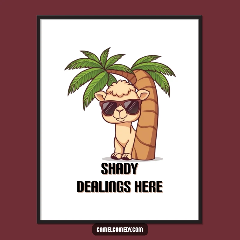 Funny Kawaii Camel Palm Tree Poster - Hilarious Tropical Hideaway Art