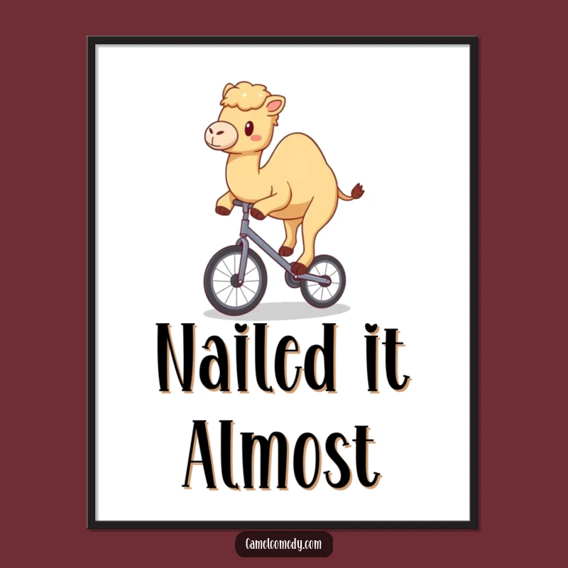 Funny Kawaii Camel Unicycle Poster - Hilarious Circus Performance Art