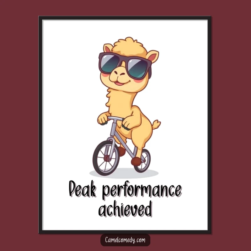 Funny Kawaii Camel Unicycle Rider Poster - Hilarious Camel Wall Decor Gift