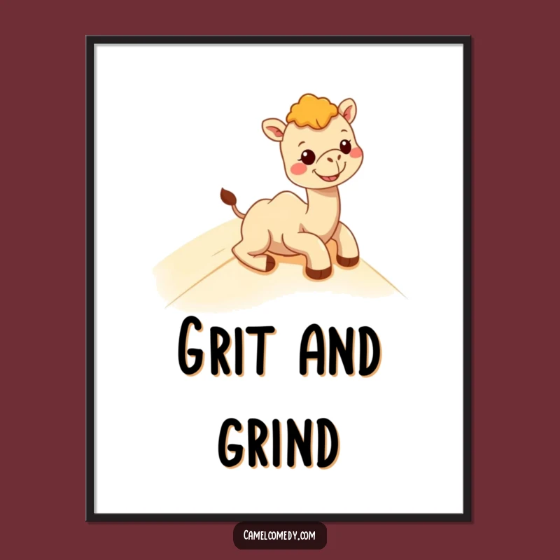 Funny Kawaii Camel Dune Slide Poster: Add Desert Laughter to Your Walls