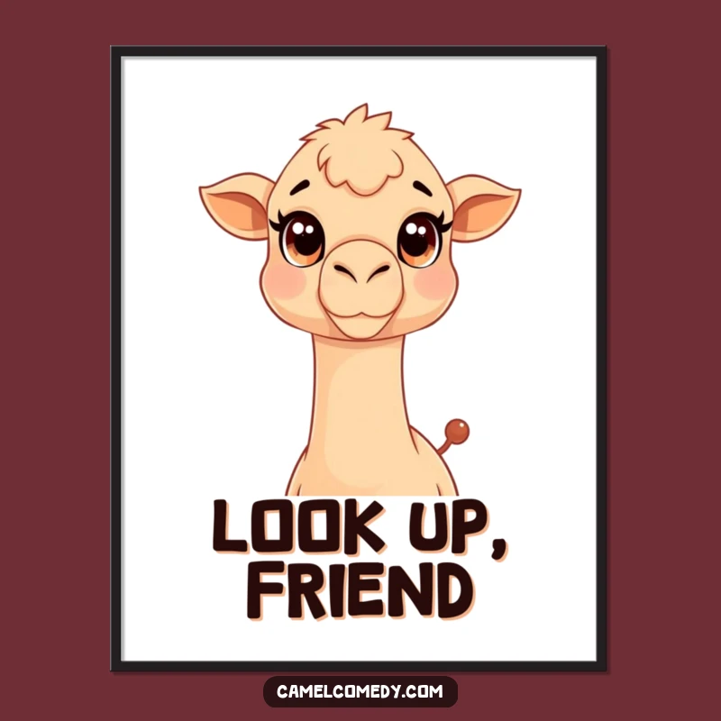 Funny Kawaii Camel Poster: Adorable Neck-Stretching Camel Art, Humorous Home Decor Gift