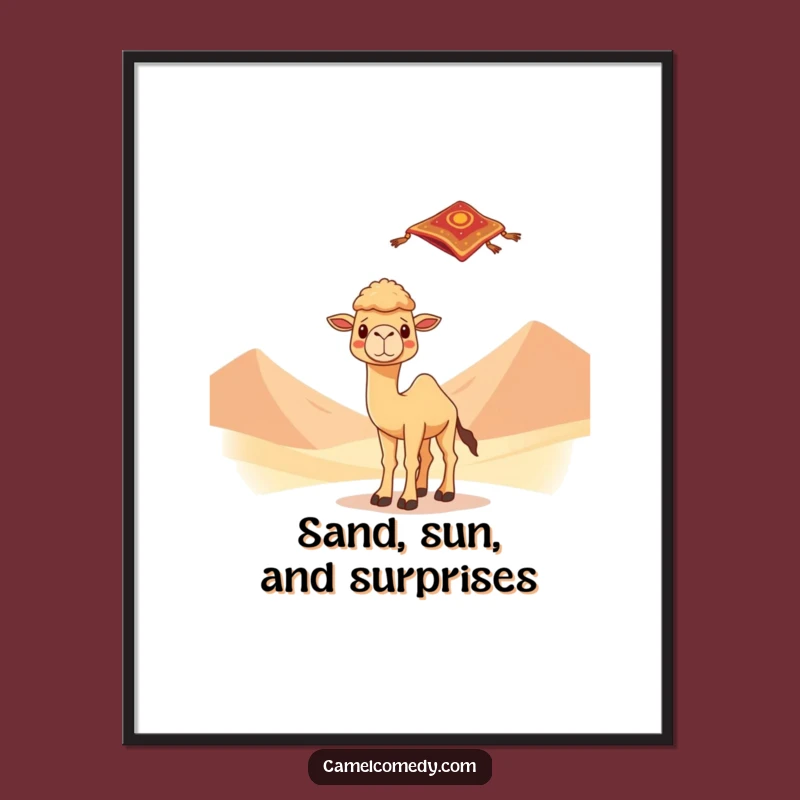 Funny Surprised Camel Poster: Whimsical Wall Art for Desert Dreamers