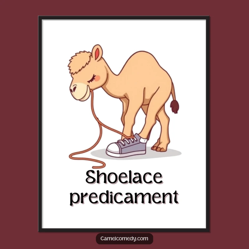 Funny Camel Shoelace Poster: Hilarious Animal Art for Quirky Decor