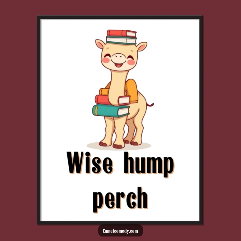 Funny Bookish Camel Poster - Joyful Hump Stack, Hilarious Art
