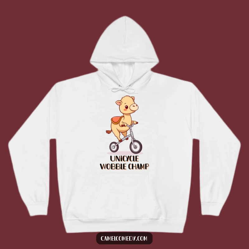 Cozy Funny Kawaii Camel Hoodie: Warm Up with Unicycle Antics and Laughs