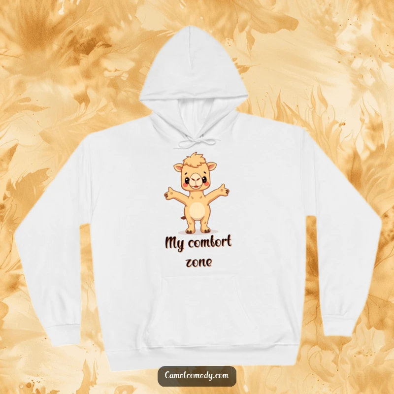 Funny Camel Hoodie featuring a camel with arms outstretched, ready for a hug, designed for cozy affection and humor.
