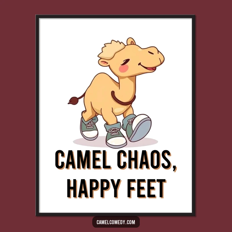 Free Printable Wall Art: Giggling Camel Tripping - Comical Downloadable Decor