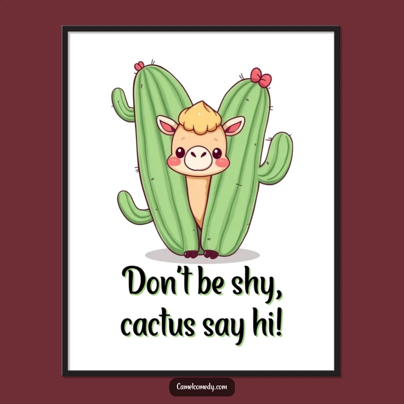 Free Printable Wall Art: Camel Cactus Peek, Funny Decor