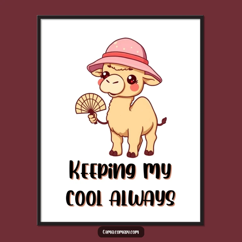 Free Printable Wall Art: Funny Kawaii Camel Hot Weather Humorous Download
