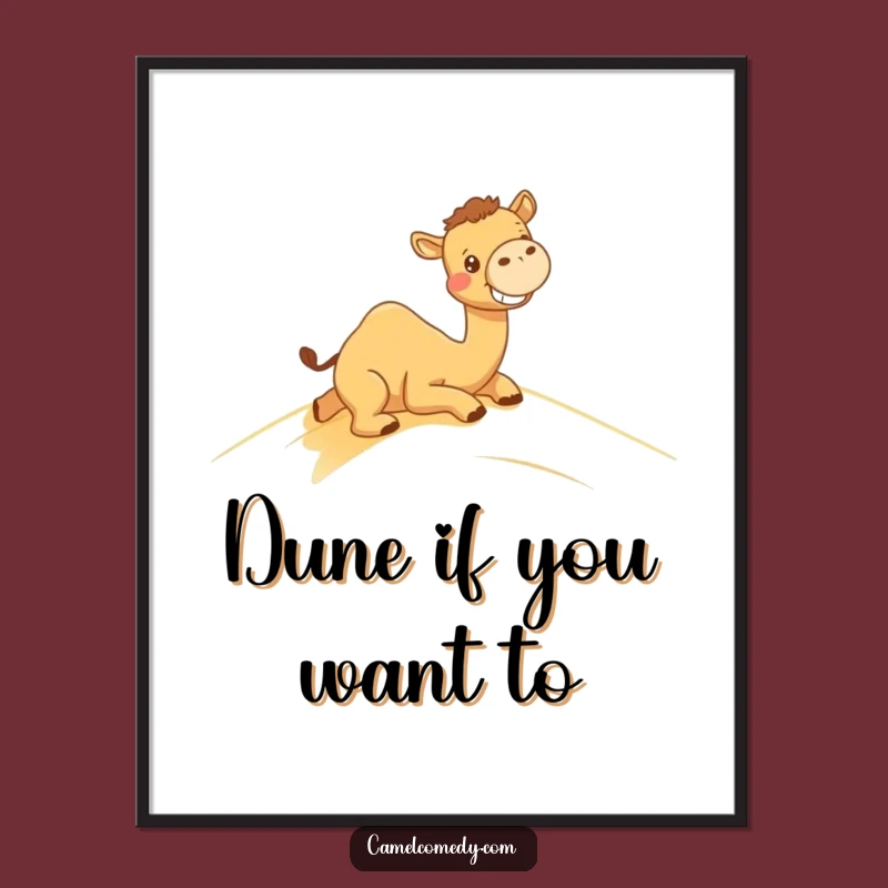 Free Printable Wall Art: Funny Kawaii Camel Sand Dune Grin Humorous Download