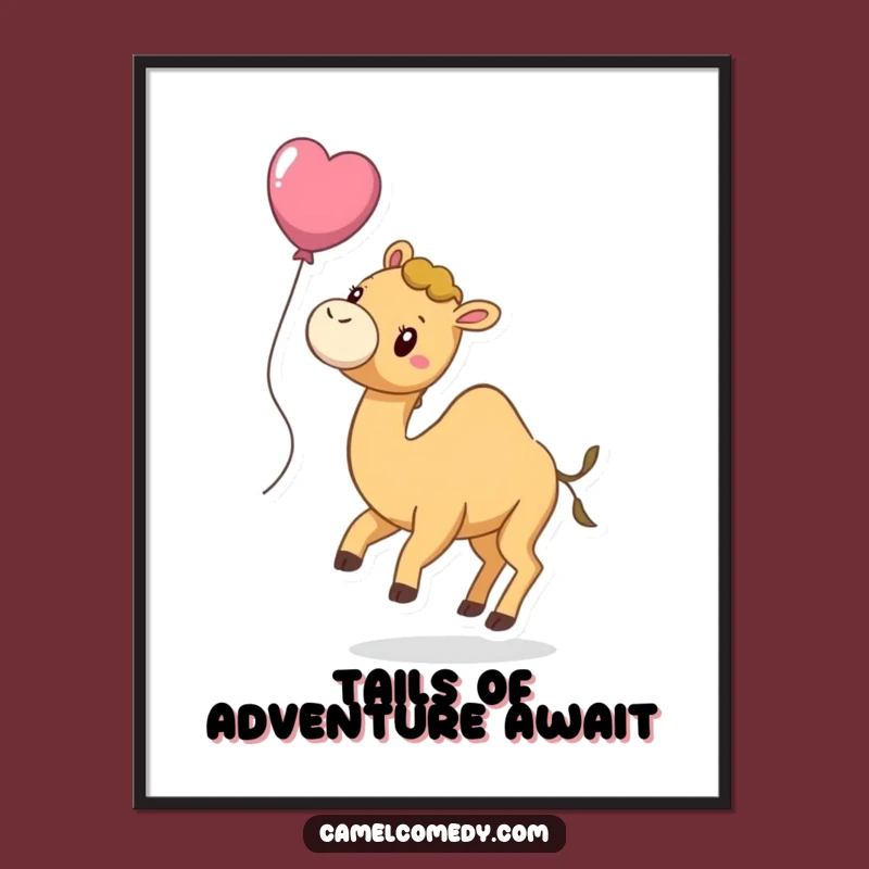 Funny Free Printable Wall Art: Playful Camel Balloon, Whimsical Downloadable Decor