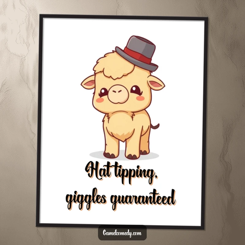 Funny Free Printable Wall Art: A little camel tipping a tiny bowler hat with a gentle giggle, adding a touch of class.