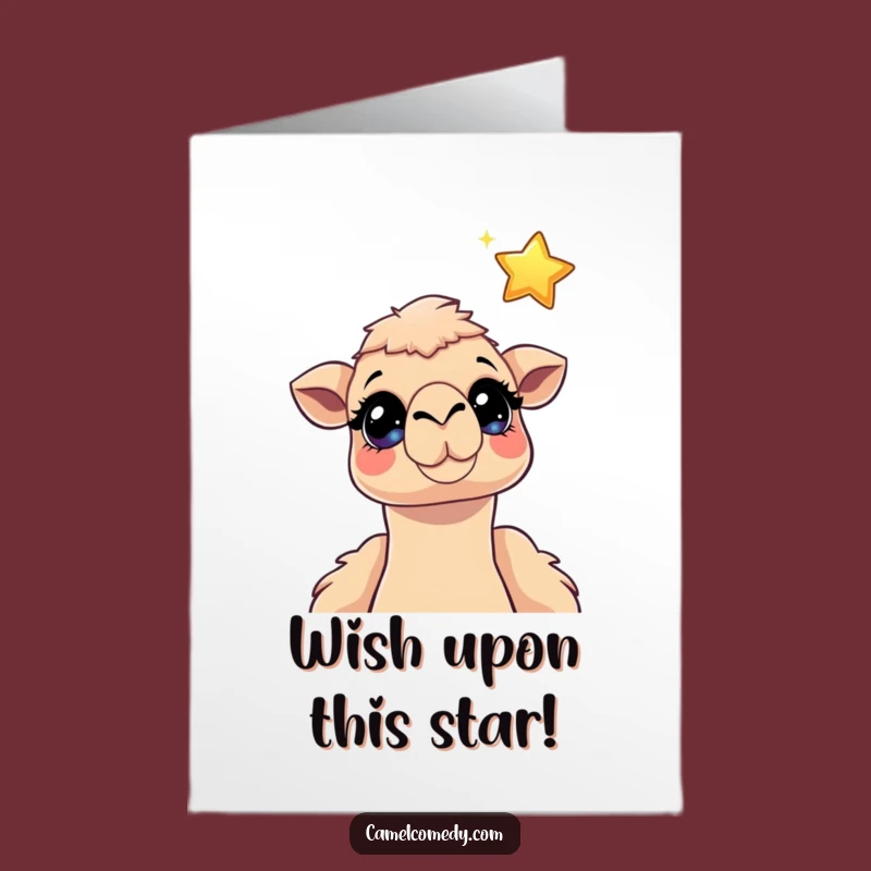 Free Printable Birthday Card: Camel Gazing at Star, Funny Downloadable Wish Gift