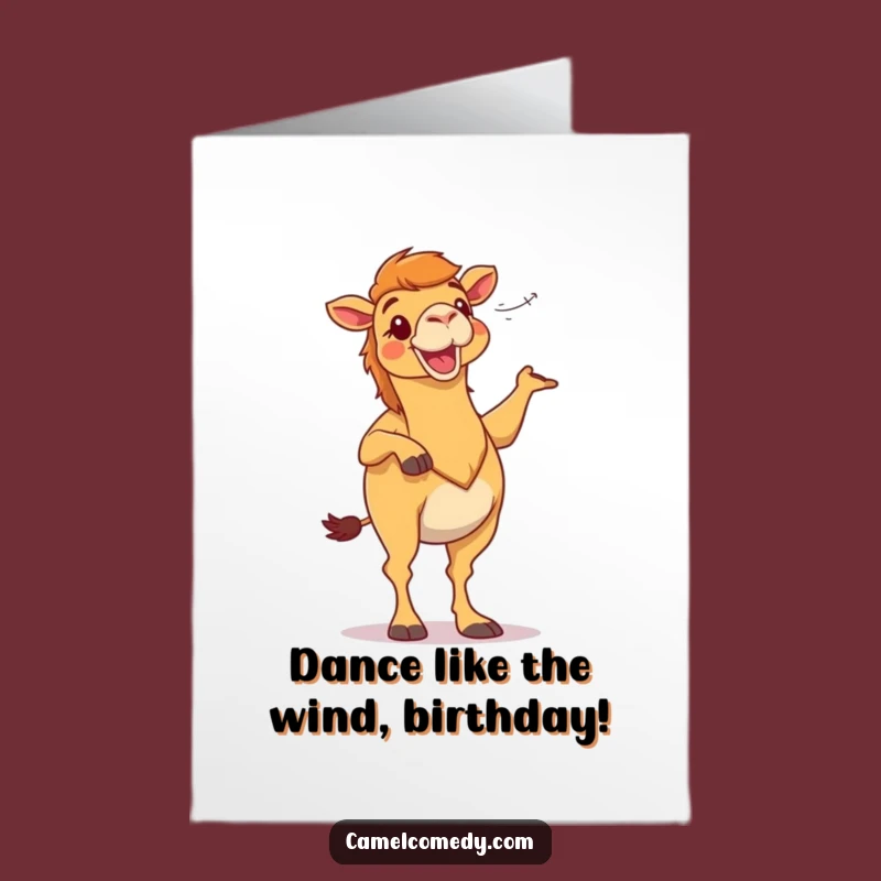Free Printable Birthday Card: Funny Camel Desert Dance Wild Celebration Gift