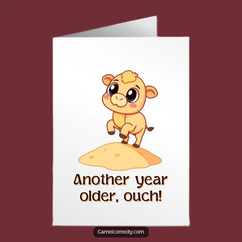Free Printable Birthday Card: Funny Camel Kicking Sand, Perfect Downloadable Humorous Gift