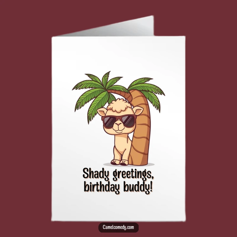 Free Printable Funny Birthday Card: Kawaii Camel Beach Surprise Download
