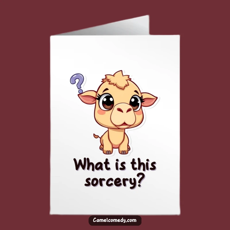 Free Printable Birthday Card: Surprised Camel, Funny Downloadable Gift for Laughs