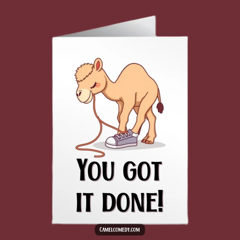 Free Printable Congrats Card: Awkward Camel Success Funny Downloadable Gift